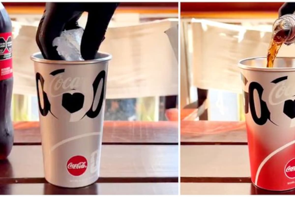 Un vaso de Coca-Cola cambia de color y se vuelve viral.