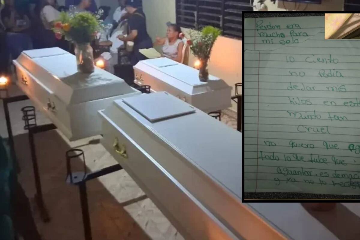 Vecinos y familiares en medio del dolor durante el sepelio de Pennsylvania Mercedes Jiménez Valdez y sus tres hijos en Cotuí.
