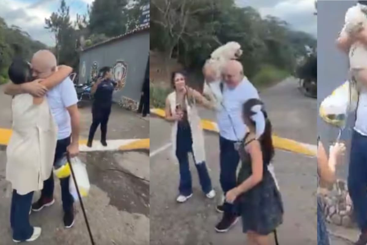 El momento en que el preso político Luis Farias es liberado en Venezuela