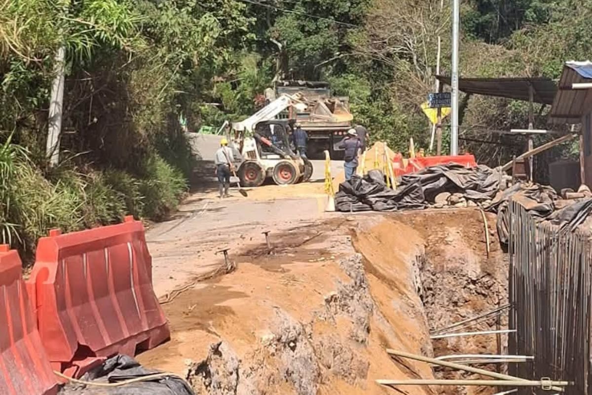 A la altura del sector ‘El Boyaco’ se levanta esta pantalla anclada para estabilizar el terreno. (Foto: suministrada / VANGUARDIA)