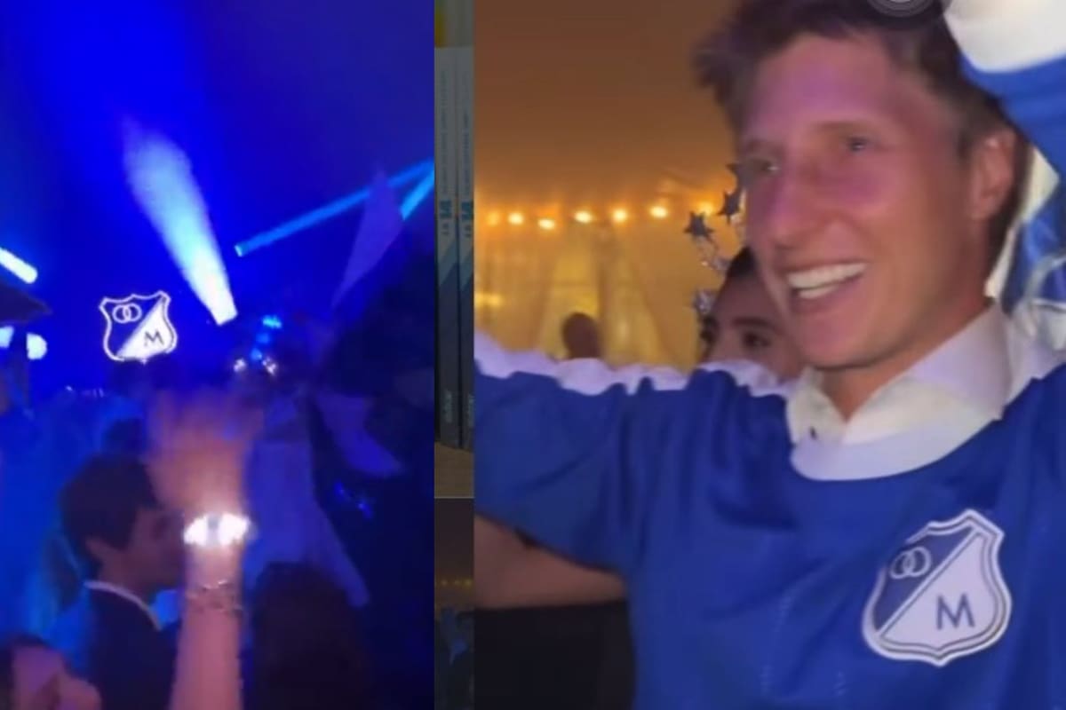 Video: Andrés Llinás se casó por todo lo alto y llevó el estadio a su boda con cánticos, banderas y la instrumental de Millonarios. Fotos: Capturas de pantalla de videos.