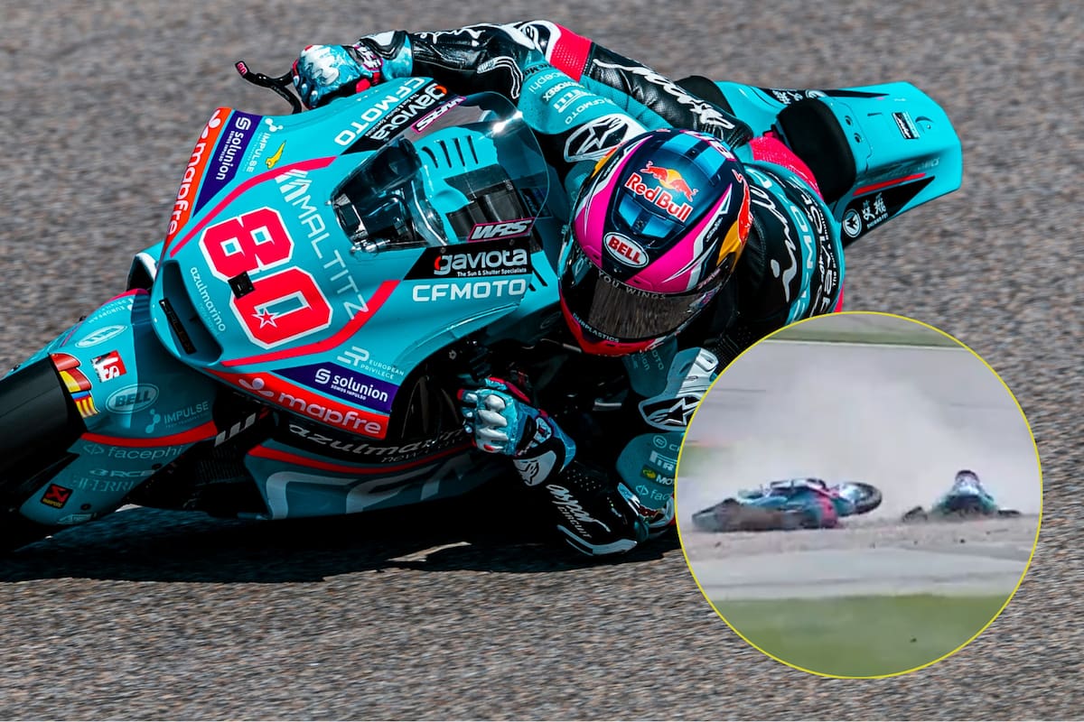 Video: La caída de David Alonso en el GP de Alemania de Moto2, luchaba por el podio pero un bache lo sacó de la carrera. Edición: Vanguardia.