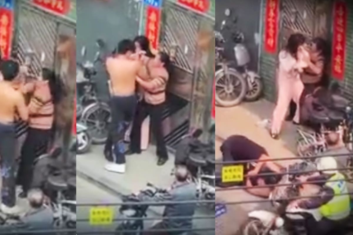 Video captó el momento en el que una mujer encuentra a su esposo con la amante y desata pelea campal en la calle.