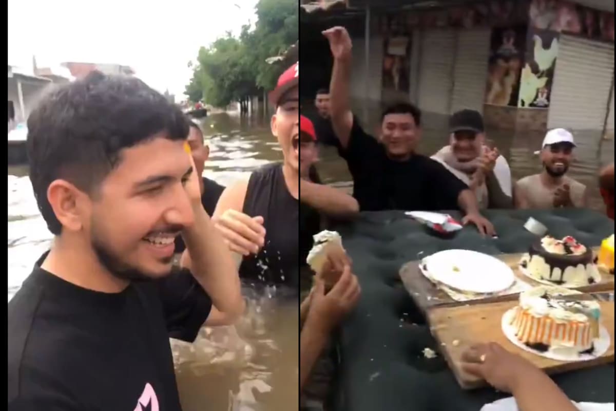 Video viral muestra fiesta de cumpleaños en medio de las calles inundadas en Córdoba. | Foto: Tomado de Video