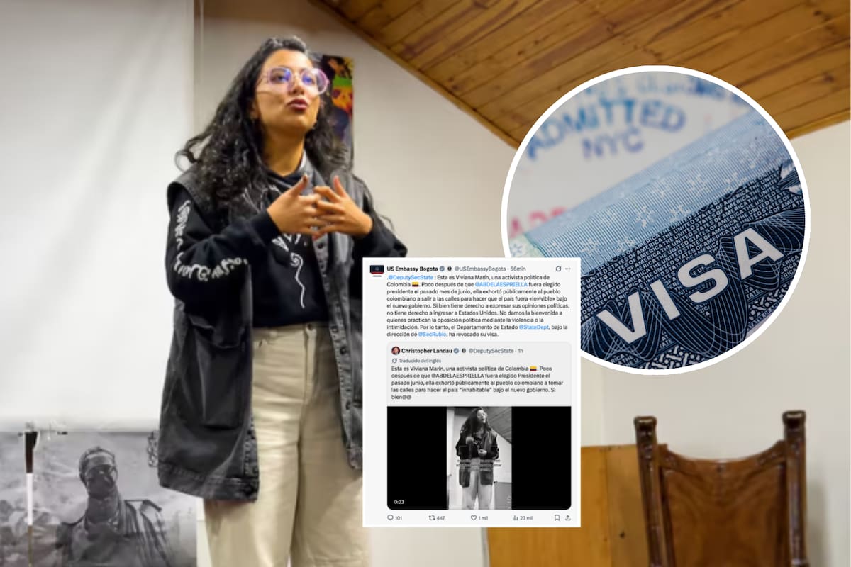 El Departamento de Estado de Estados Unidos revocó la visa de la activista política colombiana Viviana Marín, según informó este martes 25 de agosto Christopher Landau, subsecretario de Estado de ese país. Foto: Redes Sociales - Recreado