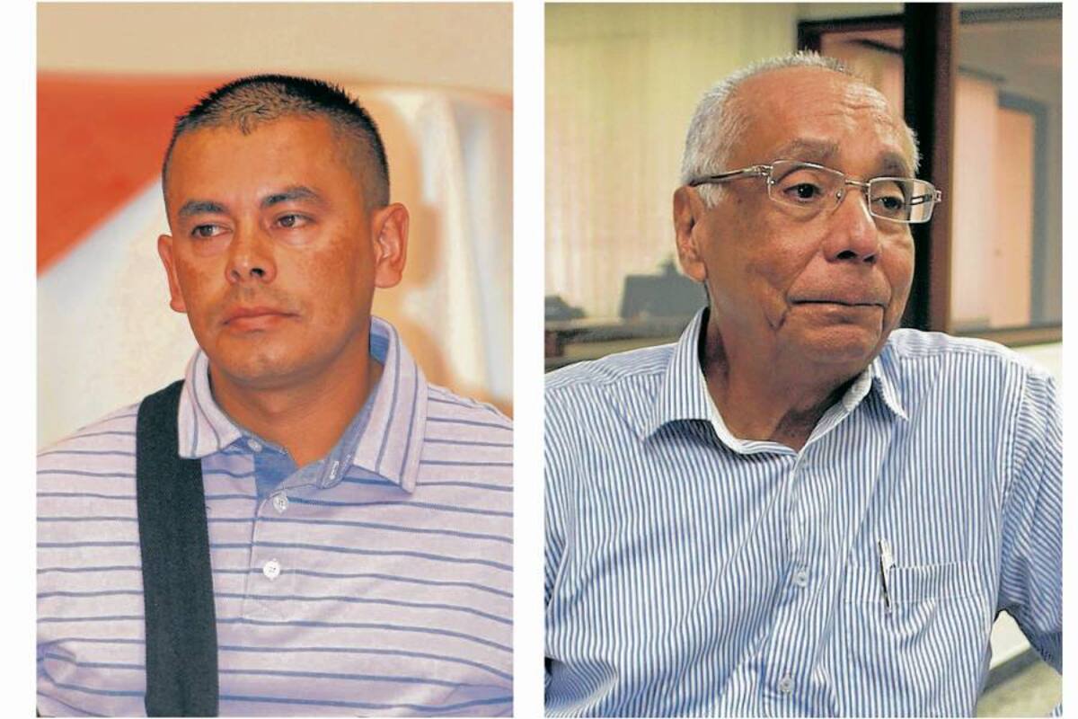 FREDDY GAMBOA, presidente del Sindicato de Trabajadores Mineros de Santander, Sintramisán, trabajador de la empresa Eco Oro. Y JAIRO PUENTE BRUGÉS, Decano de la Facultad de Química Ambiental de la Universidad Santo Tomás, miembro del Comité para la defensa del Agua y la Vida. (Foto: Archivo / VANGUARDIA LIBERAL)