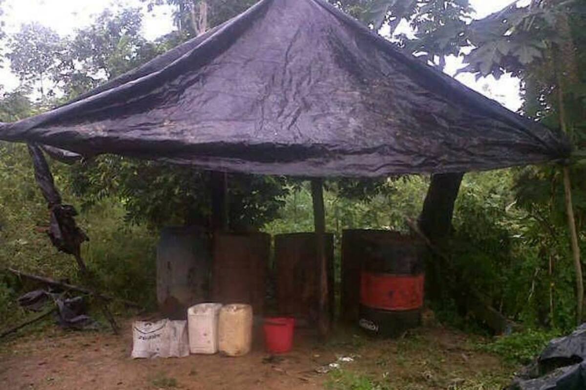 Ejército destruyó dos cocinas artesanales para el procesamiento de coca en Santander (Foto: Suministrada/ VANGUARDIA LIBERAL)