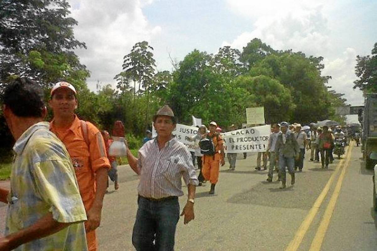 Si no hay solución a la crisis, cacaoteros se concentrarán en la Troncal del Magdalena (Foto: Suministrada @LeoSuarezSuarez/VANGUARDIA LIBERAL)