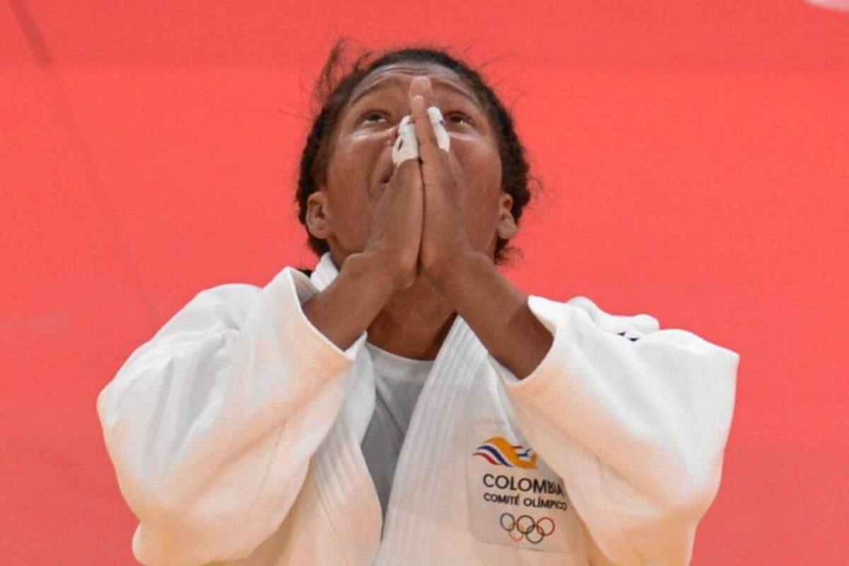“Esta medalla es un regalo que Dios nos da”: Yuri Alvear (Foto: Afp/VanguardiaLiberal)