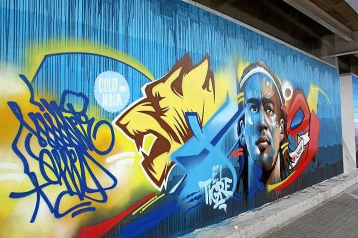Falcao comparte en Twitter el retrato que le pintaron en un mural en Cali (Foto: Tomado de Internet/ VANGUARDIA LIBERAL)