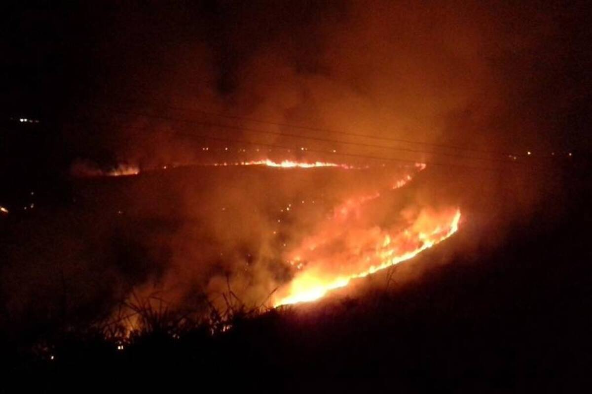 Bomberos luchan contra 6 incendios forestales en diferentes puntos del área metropolitana (Foto: Suministrada @criyopi1/ VANGUARDIA LIBERAL)