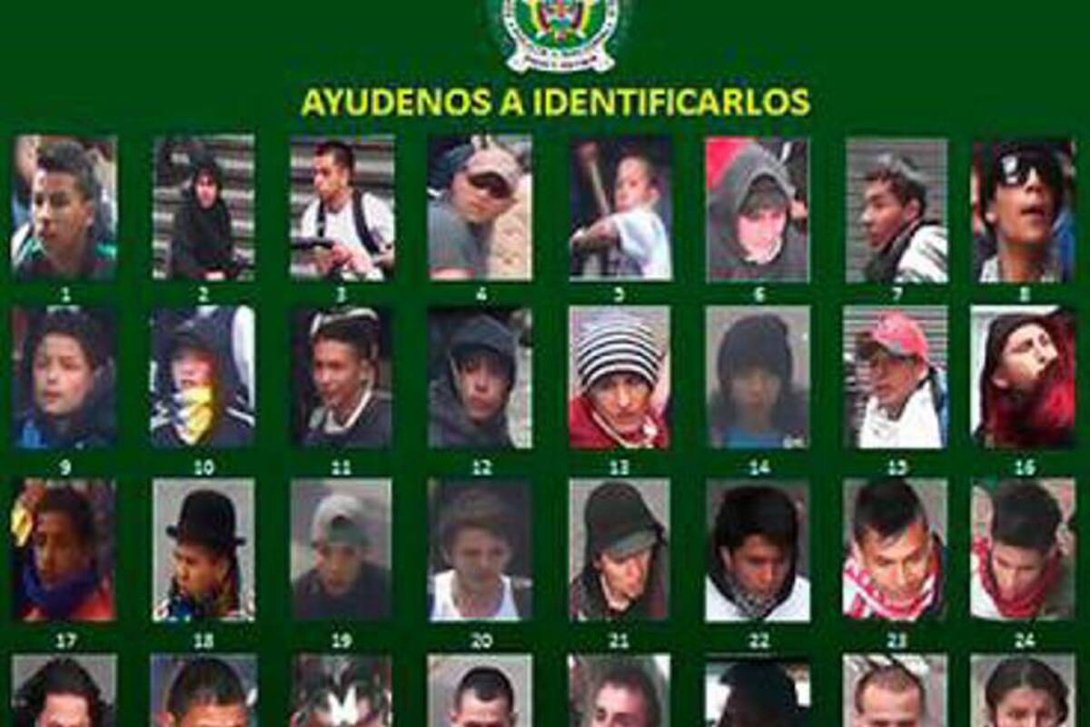 Policía mostró el 'Cartel de los Vándalos', señalados de disturbios en Bogotá (Foto: elpais/VANGUARDIALIBERAL)