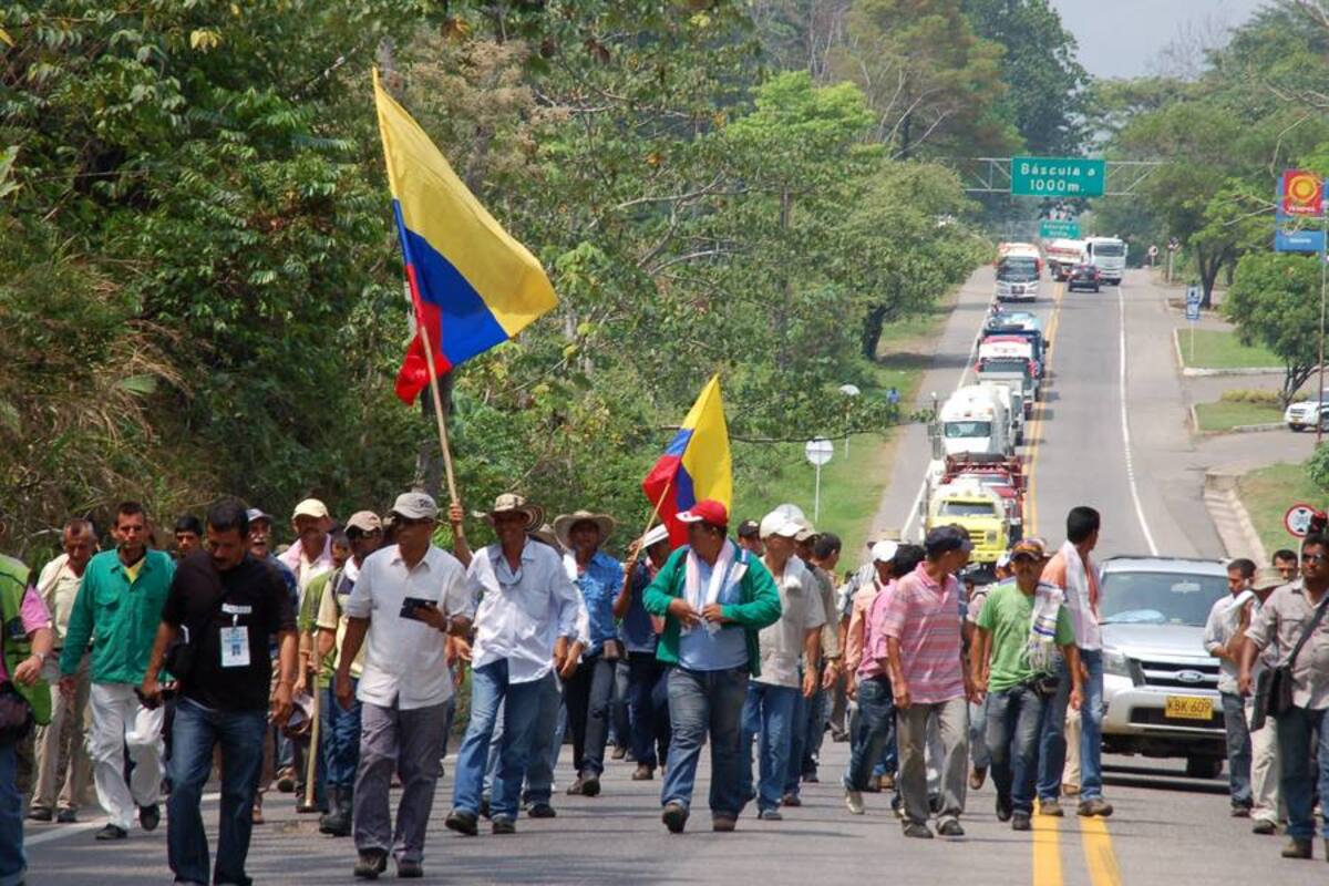 Marcha cacaotera en Santander amanece con tensión en la vía (Foto: Edgar Pernett/VANGUARDIA LIBERAL)