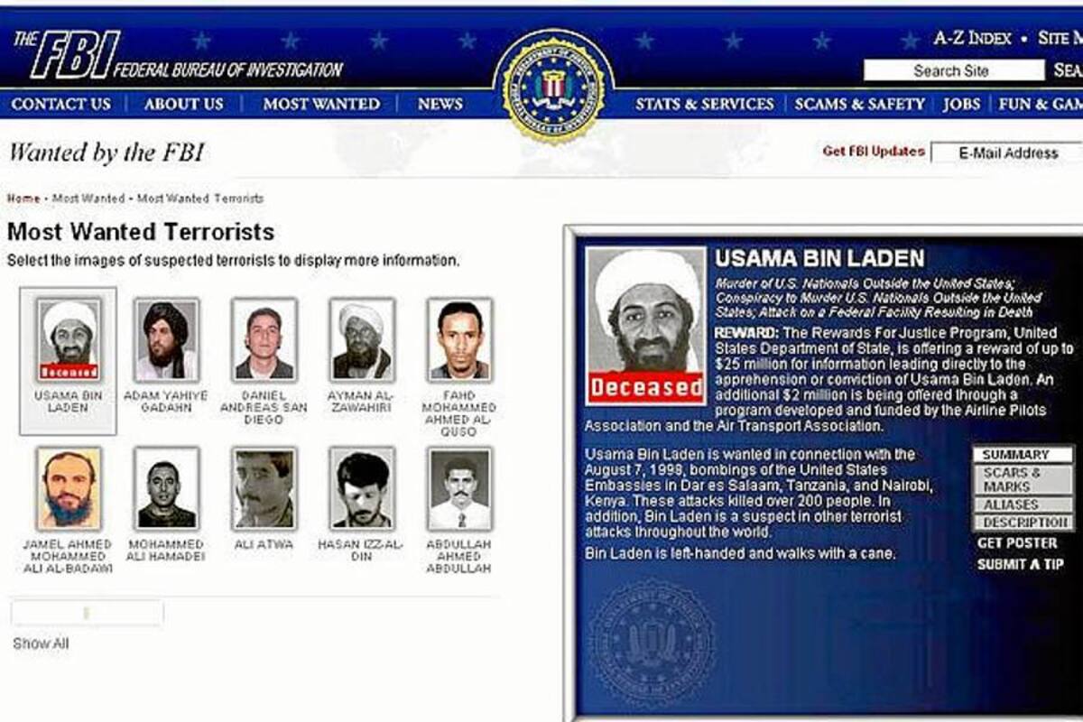 FBI actualiza la lista de los diez más buscados tras la muerte de Bin Laden (Foto: Tomado de Internet/ VANGUARDIA LIBERAL)