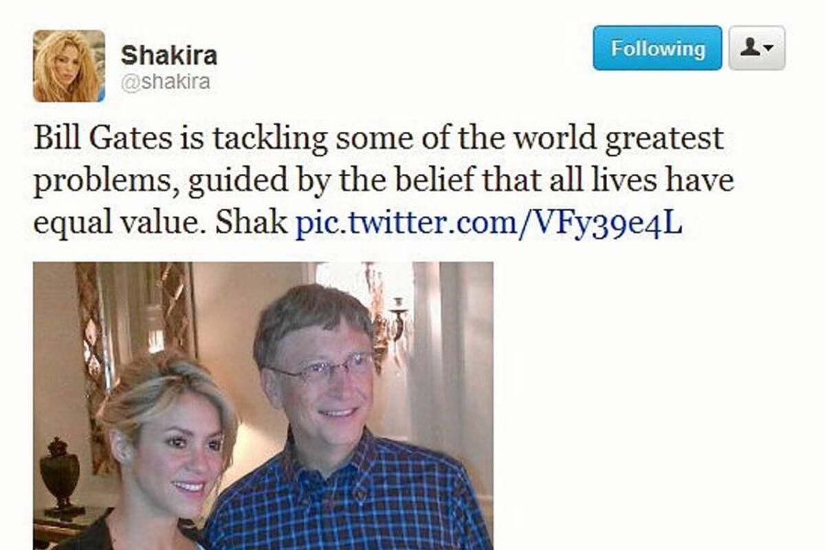 Shakira se reunió con Bill Gates (Foto: Twitter de Shakira)