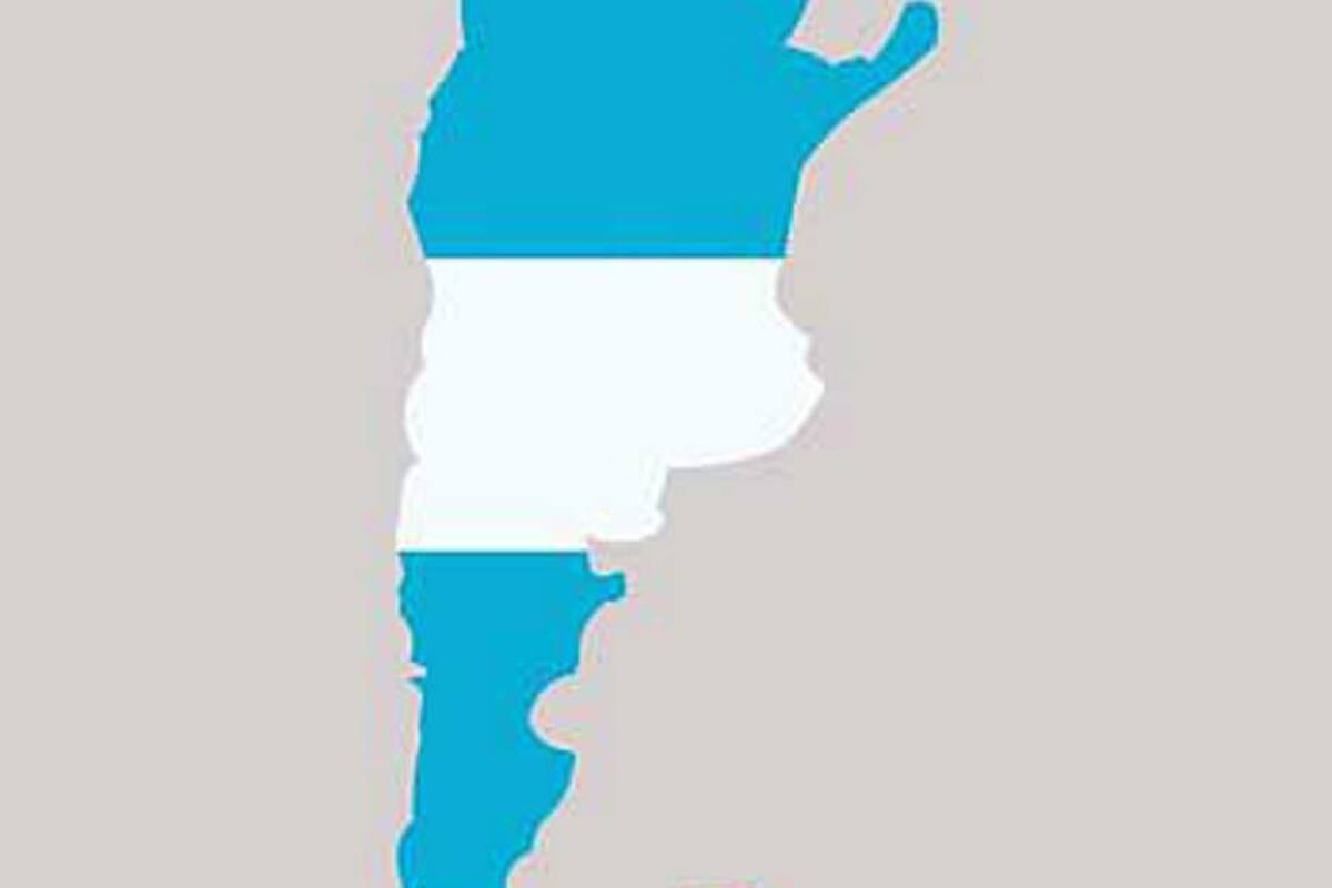 Mapa de Argentina con los colores de su bandera. (Foto: Tomada de internet)