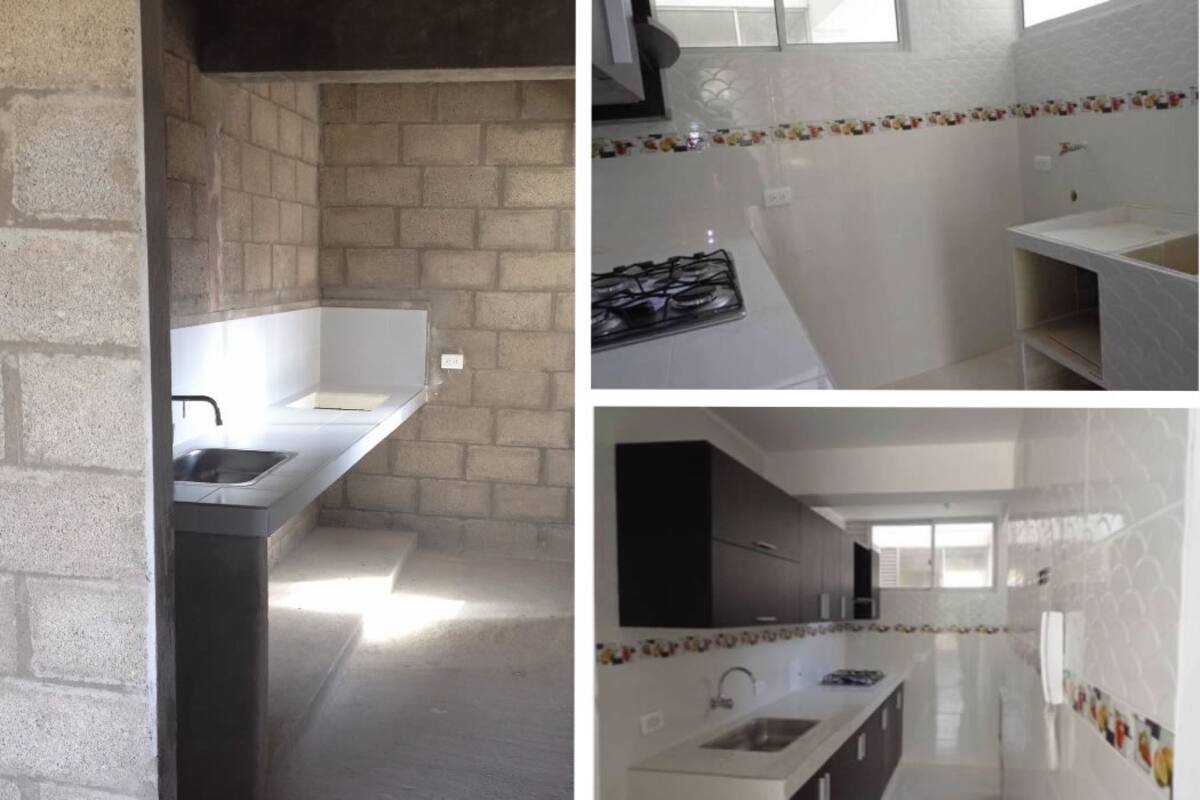 (Foto: El mismo apartamento antes y después de acabados realizados por el comprador.)