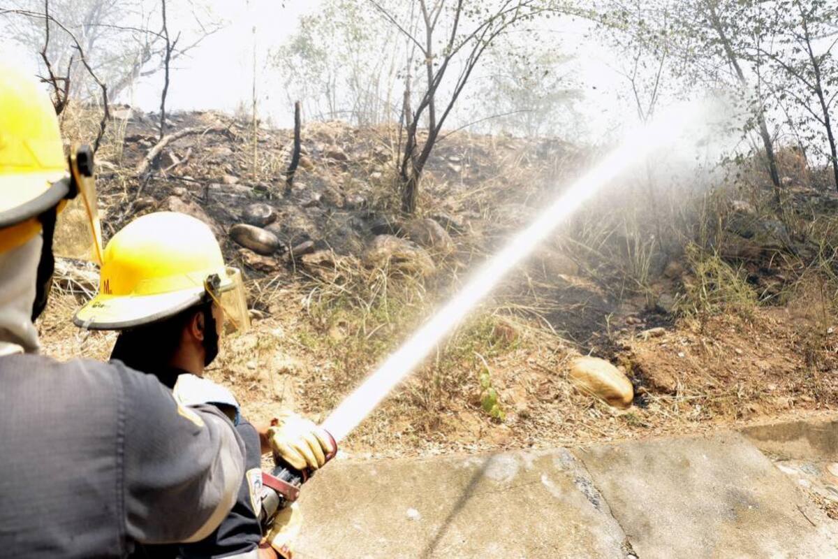 El Cuerpo de Bomberos de Floridablanca atiende incendios en Girón desde mediados de 2017. En 2016, se afectaron 525.000 metros cuadrados de área vegetal, y en 2017, 462.000. (Foto: Archivo /VANGUARDIA LIBERAL)