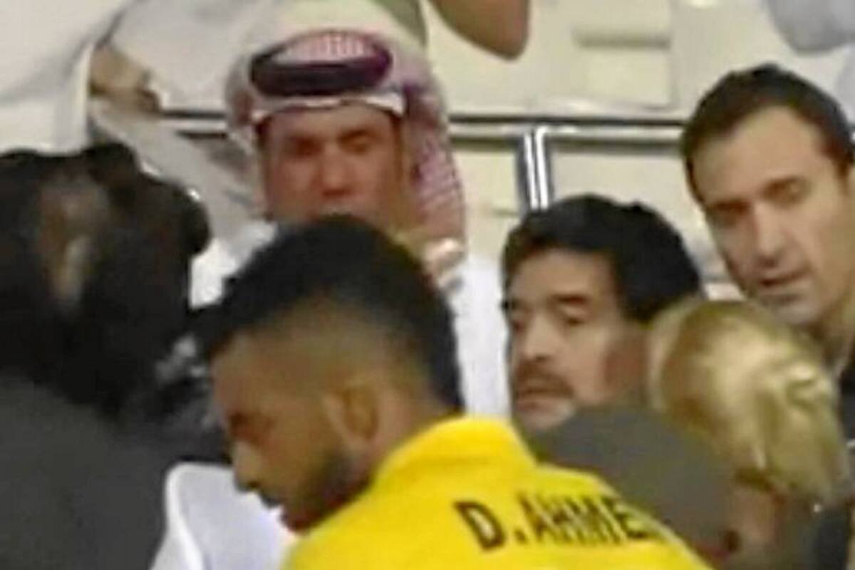 Maradona se metió a la tribuna a defender a su novia (Foto: Tomada de Internet/VanguardiaLiberal)
