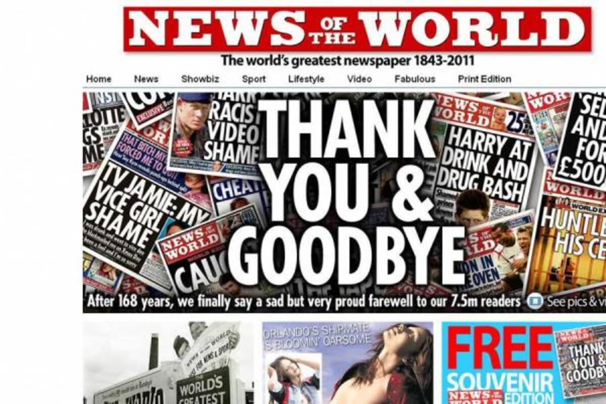 Última edición del periodico británico "News of the world"(Foto: Tomada de internet)