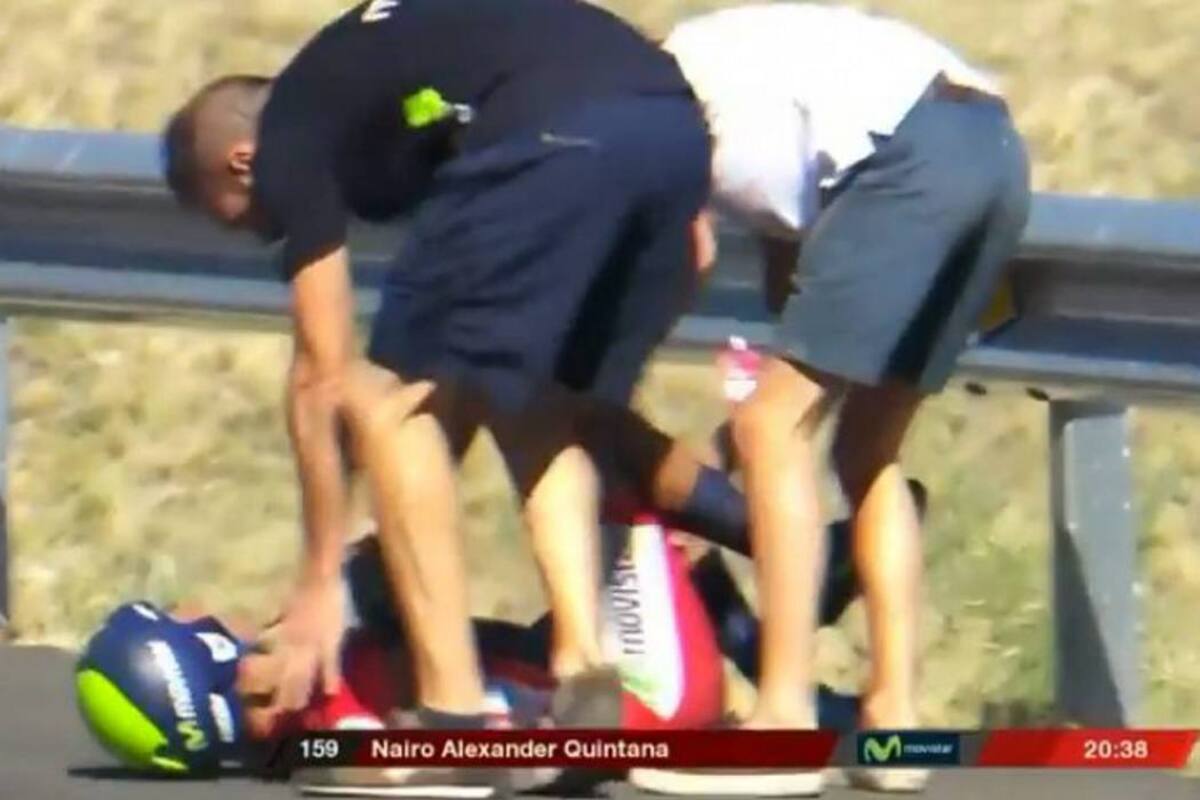 Nairo Quintana sufrió caída y perdió el liderato de la Vuelta a España (Foto: TOMADO DE YOUTUBE.COM/VANGUARDIA LIBERAL)
