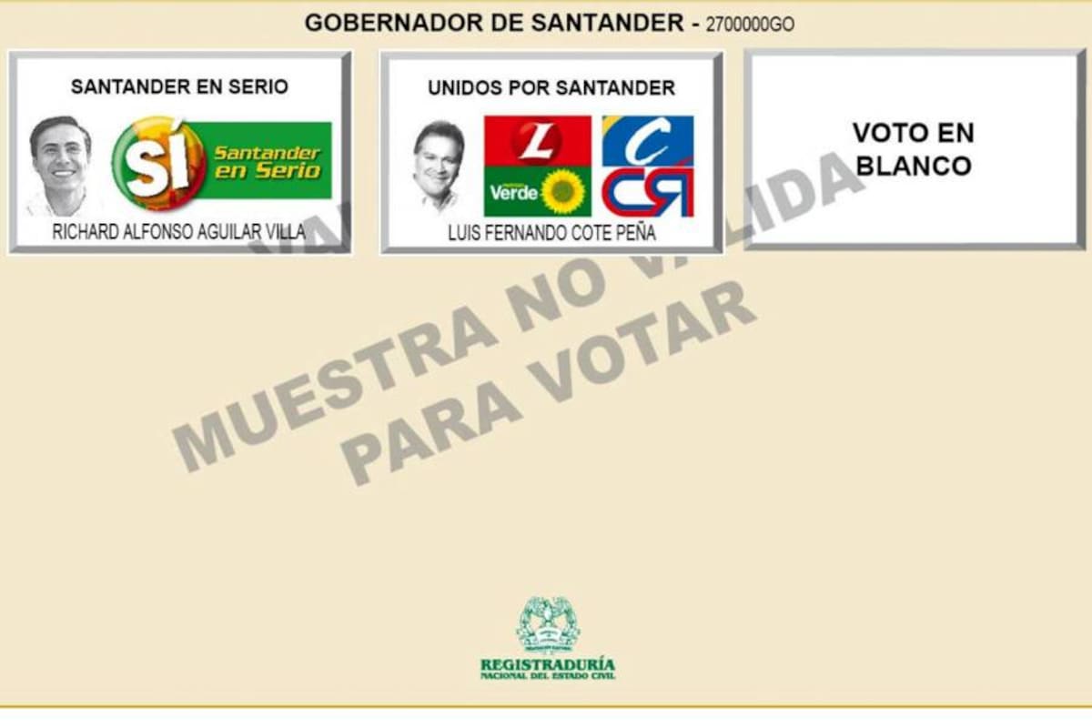 Así quedó el tarjetón para la Gobernación.