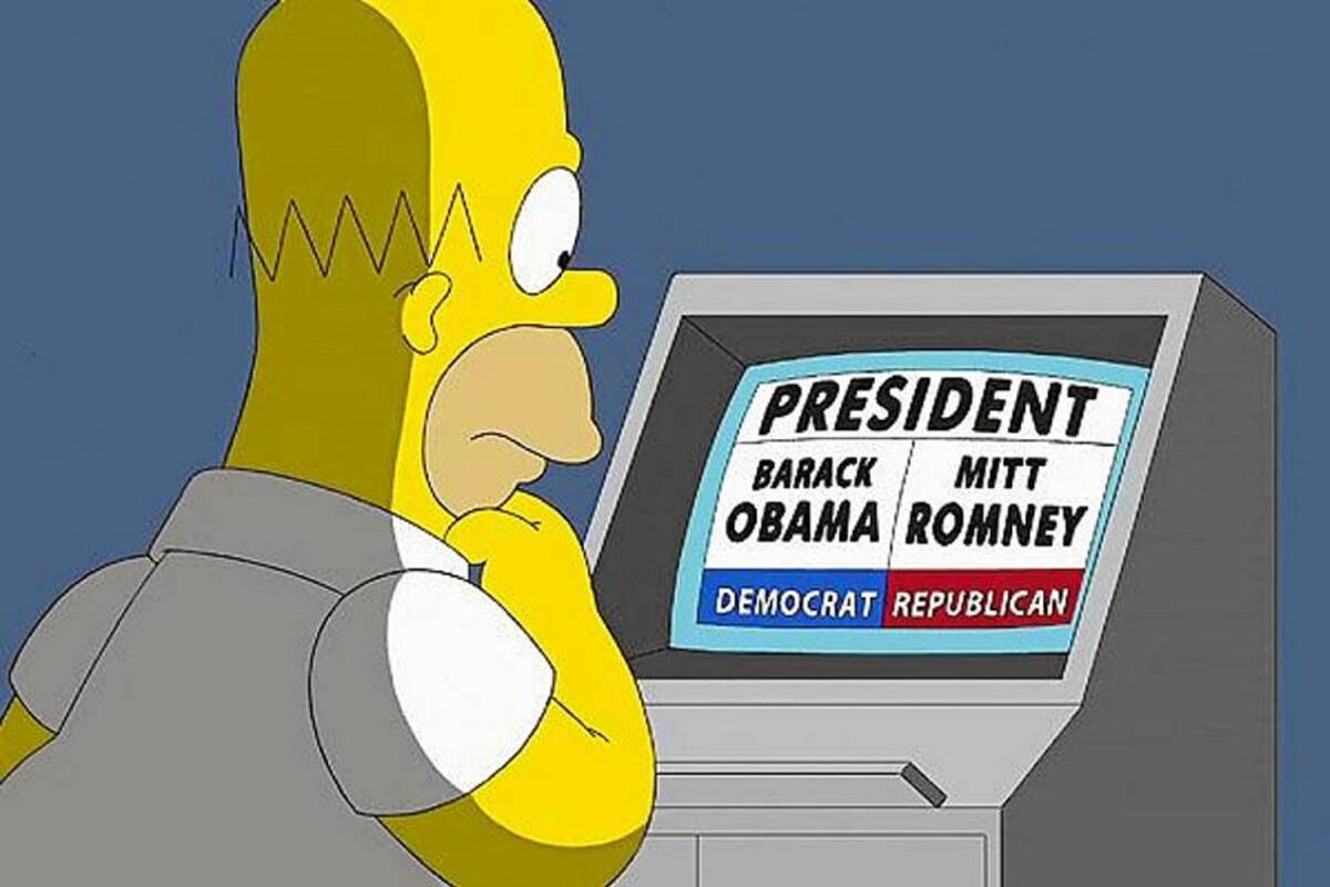 Homero Simpson vota por Mitt Romney (Foto: Tomada de internet/VANGUARDIA LIBERAL)
