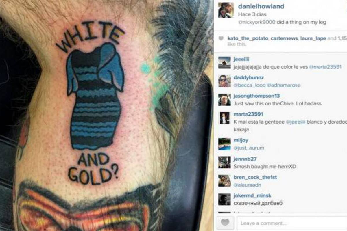 Daniel Howland se tatuó el polémico vestido en su pierna derecha y la compartió en Instagram. (Foto: Imagen tomada de Instagram.)