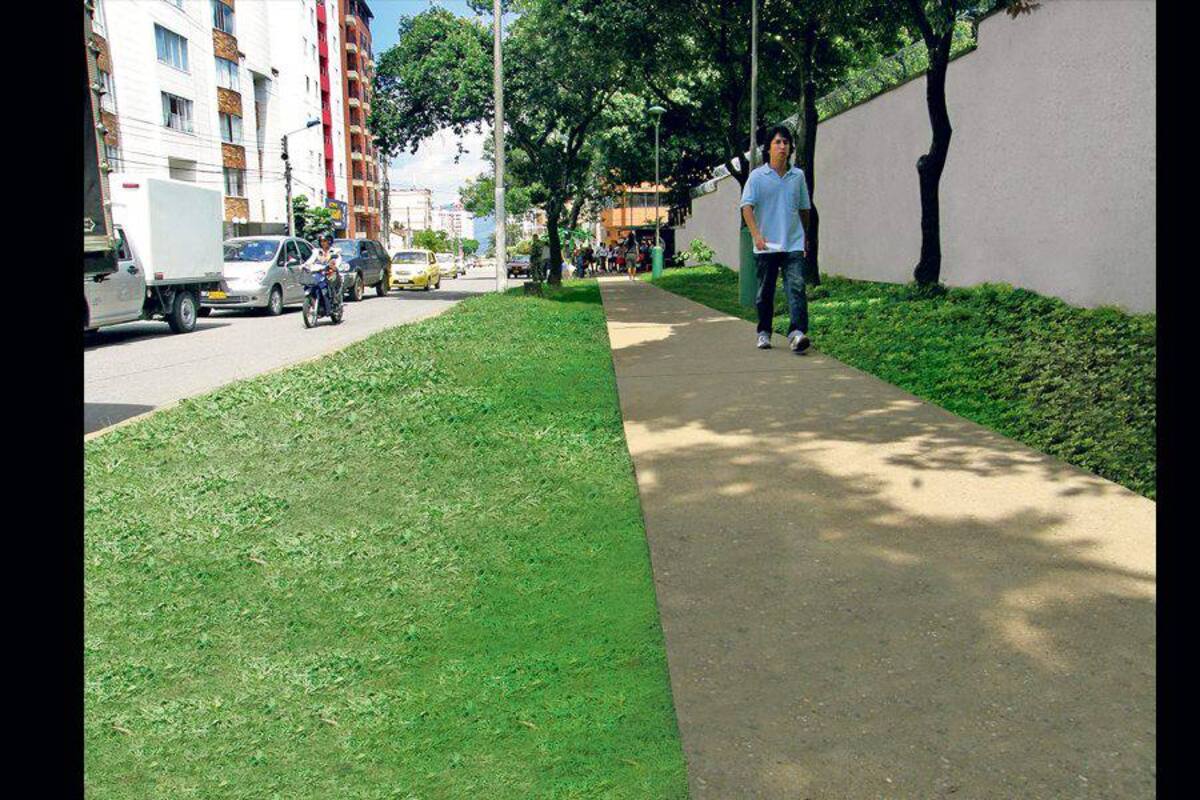 Así debería verse este paso peatonal si la sección de “Ornato”, de la Alcaldía de Bucaramanga, le hiciera el respectivo mantenimiento. (Foto: Fotomontaje: Mónica Mantilla / VANGUARDIA LIBERAL)