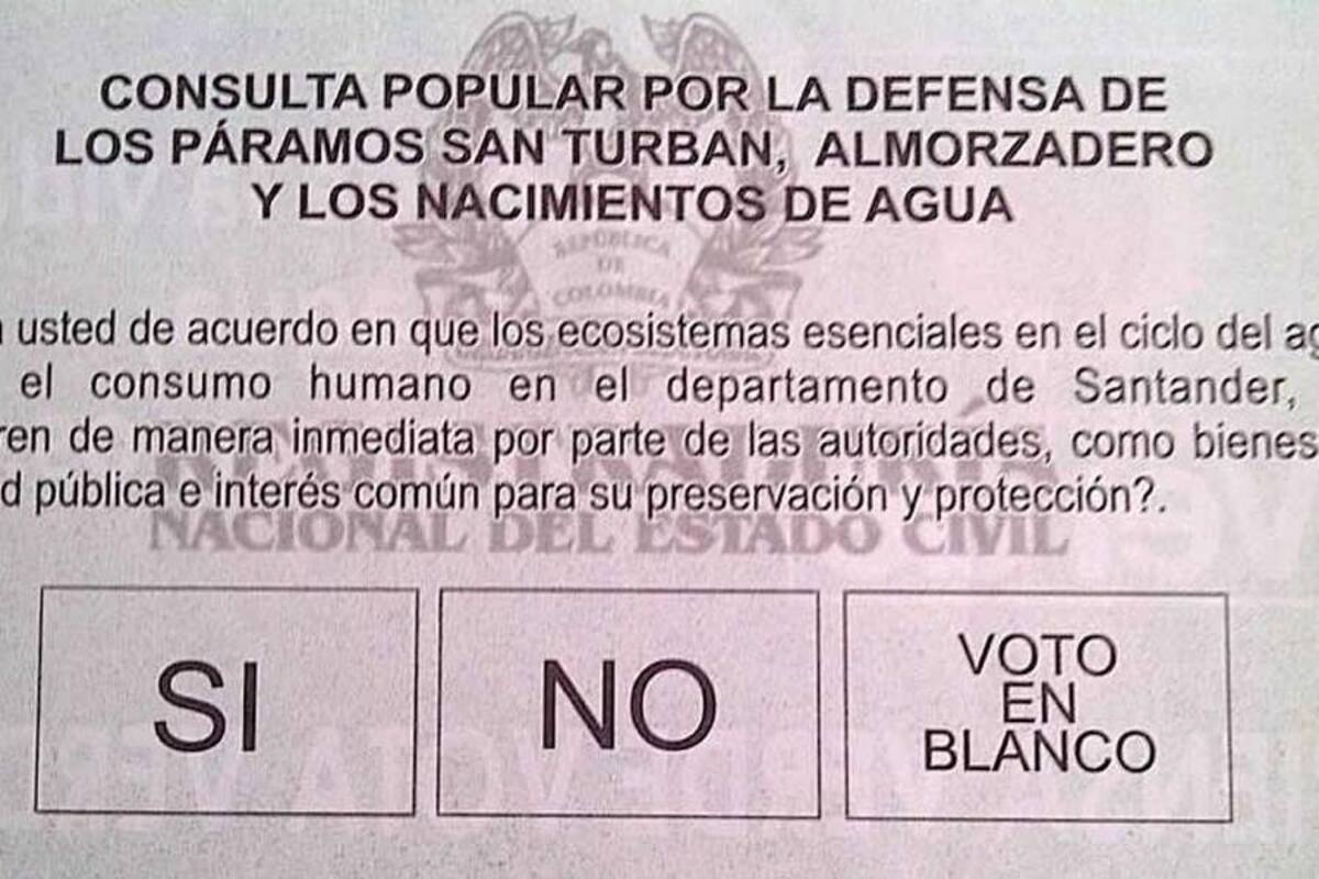 Tarjetón de la consulta que promuve el Partido Verde. (Foto: Suministrada/VANGUARDIA LIBERAL)