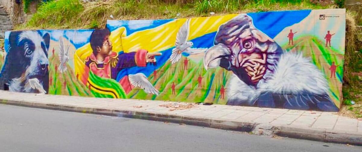 El oso de anteojos, los indígenas de nuestra tierra santandereana y el Cóndor Andino, fueron la fuente de inspiración para el artista Franklin Piaguaje quién tituló a su obra “Niño libertador” (Foto: Suministrada/VANGUARDIA).