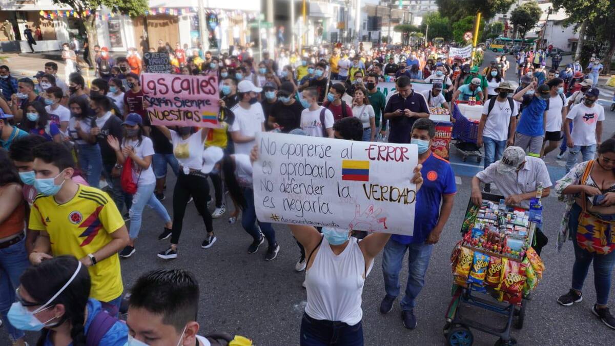 Continúa movilización en Bucaramanga en noveno día de paro nacional