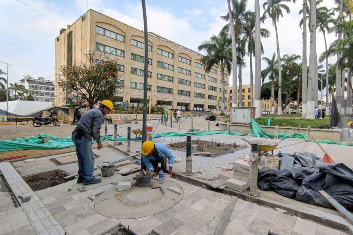 Obras de remodelación de la Plaza Cívica Luis Carlos Galán, en Bucaramanga. Fotos: Marco Valencia/ VANGUARDIA