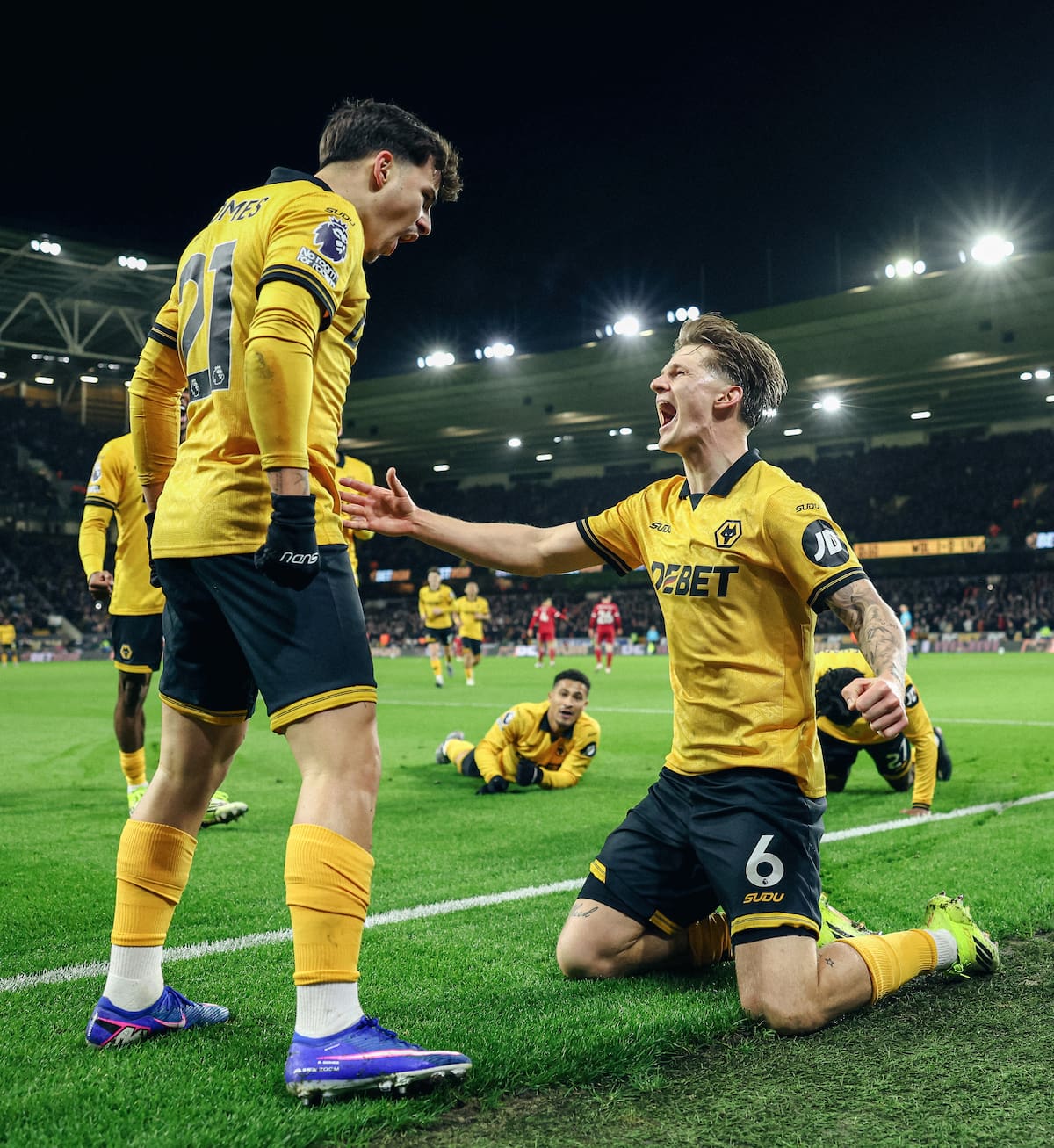 Wolverhampton pierde la categoría en la Premier League: el duro golpe para el colombiano Yerson Mosquera en Inglaterra. Foto: Wolves