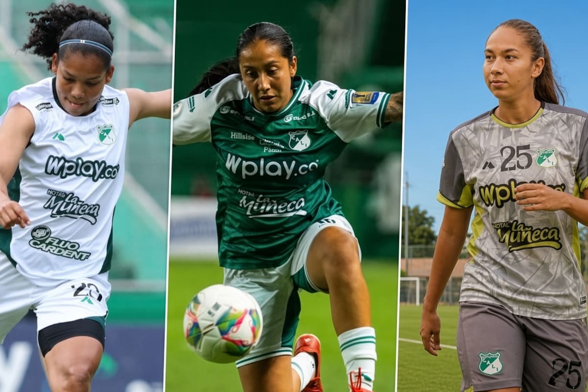 Zharick Montoya, Karen Daniela Castellanos y Andrea Gómez son las santandereanas que hacen parte del Deportivo Cali. Foto: Deportivo Cali.