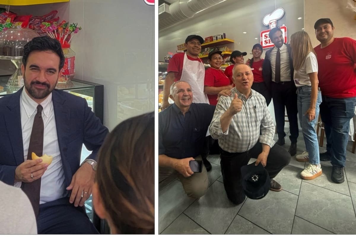 Zohran Mamdani probó pandebono y agua de panela durante su visita a una panadería colombiana en Nueva York.